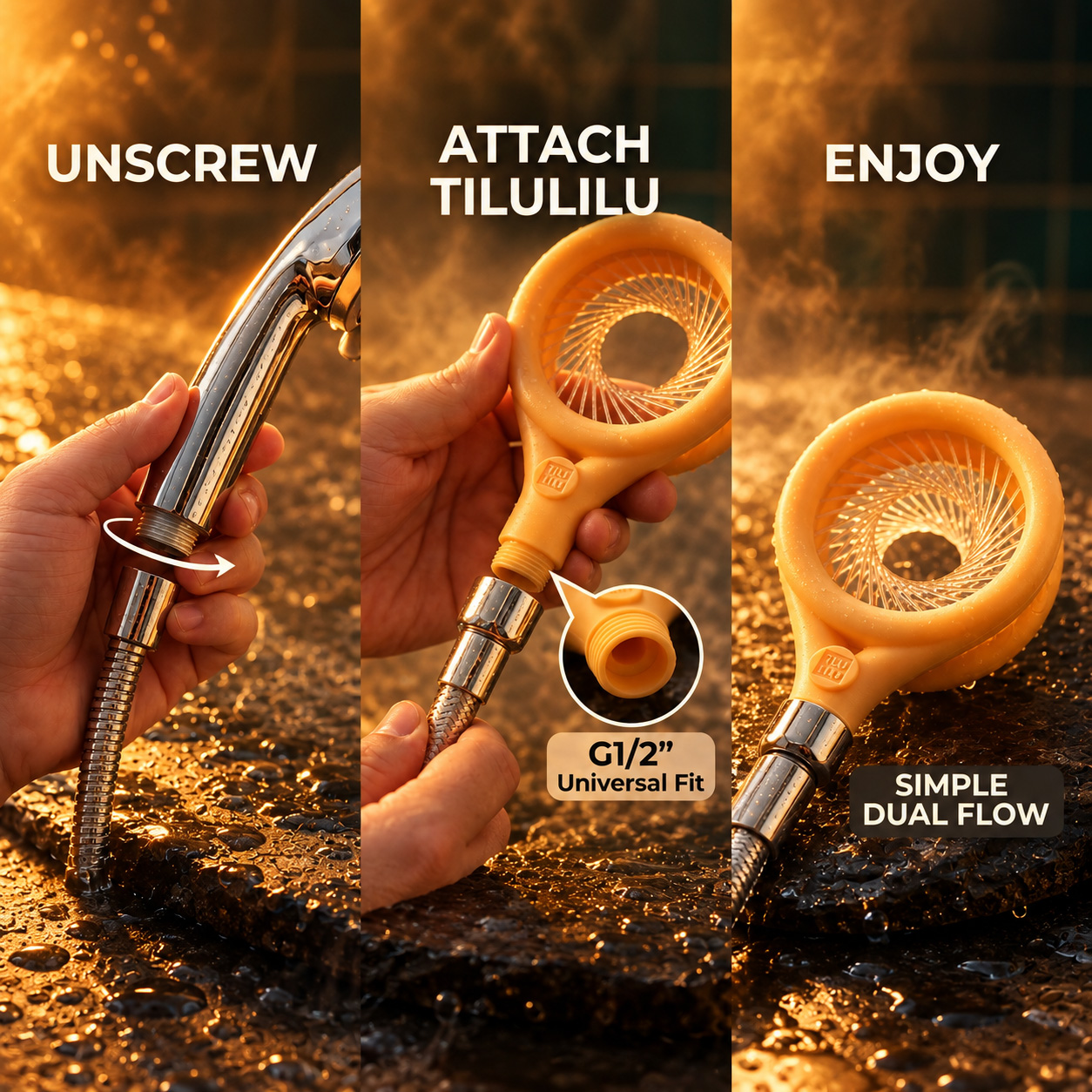 How to attach TILULILU to a standard shower hose